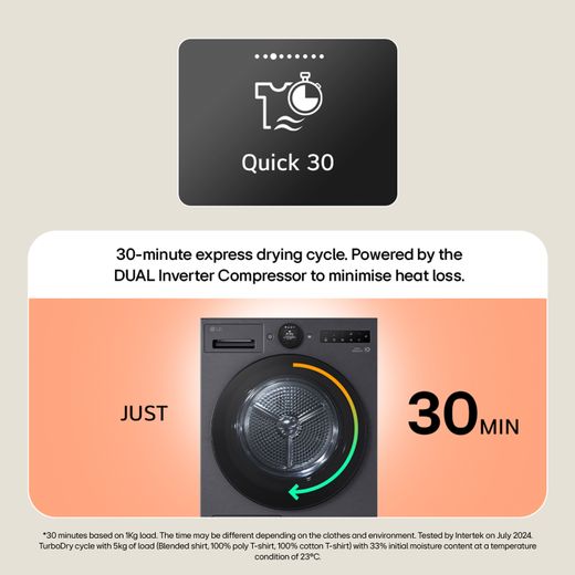 LG VX70 Series AI Dry RHX7009TBB Heat Pump Tumble Dryer - Black