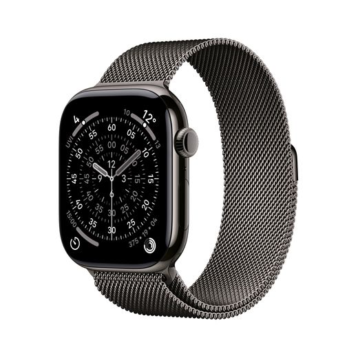 Apple Watch Series 11, 46mm, Slate Titanium Case, GPS + Cellular [2025] - Slate Milanese Loop - S/M