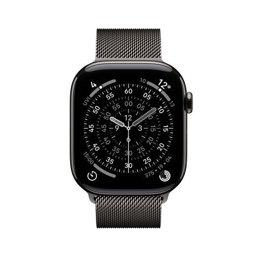 Apple Watch Series 11, 46mm, Slate Titanium Case, GPS + Cellular [2025] - Slate Milanese Loop - S/M