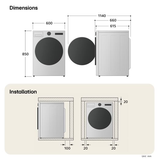 LG VX70 Series AI Dry RHX7009TBB Heat Pump Tumble Dryer - Black