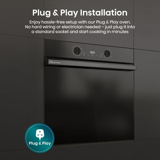 Hisense HIPK2ABP60CE Built In Single Oven & Ceramic Hob Black