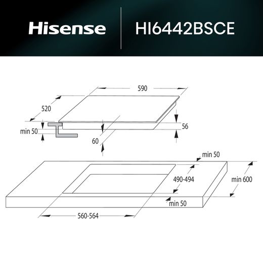 Hisense HIA64UK 60cm Induction Hob - Black