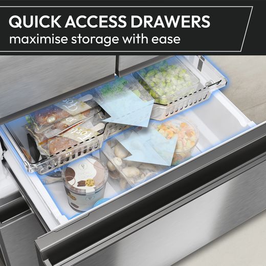 Hoover H-FRIDGE 700 HONFQ2T718EXK American Fridge Freezer - Stainless Steel