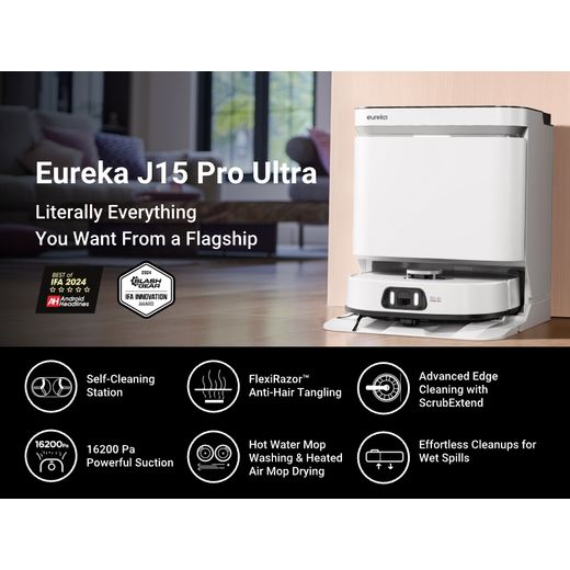 Eureka J15 Pro Ultra NERJ15ULTRAWH Robotic Vacuum Cleaner - White