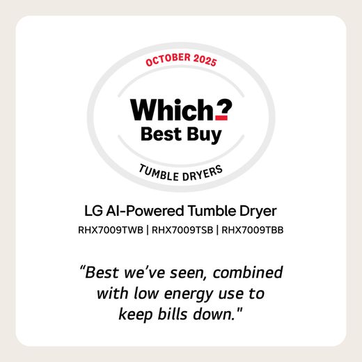 LG VX70 Series AI Dry RHX7009TBB Heat Pump Tumble Dryer - Black