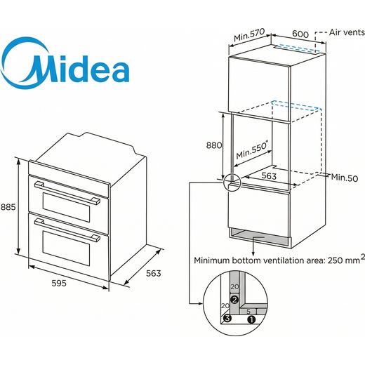 Midea MBOD70M30D0-SS Built In Electric Double Oven - Stainless Steel