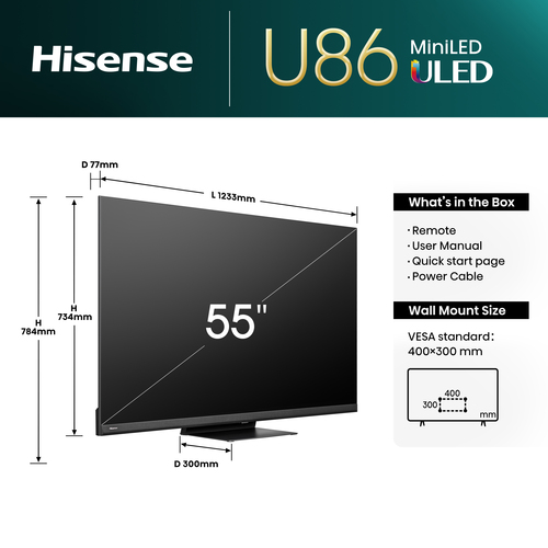 Hisense 55U86KQTUK, 139.7 cm (55