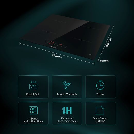 Hisense HIA64UK 60cm Induction Hob - Black
