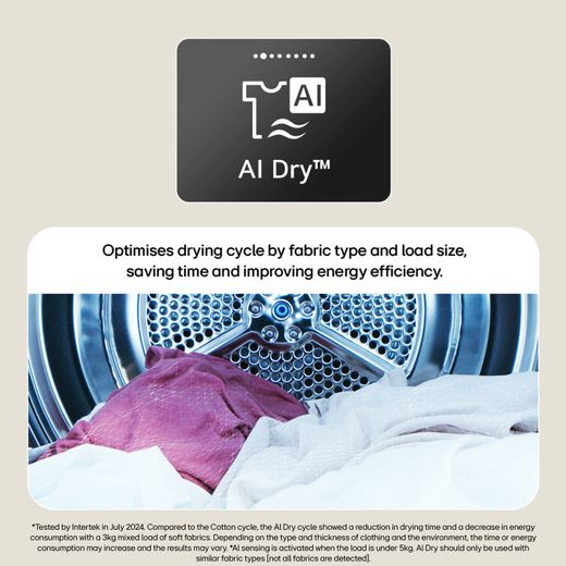 LG VX70 Series AI Dry RHX7009TBB Heat Pump Tumble Dryer - Black