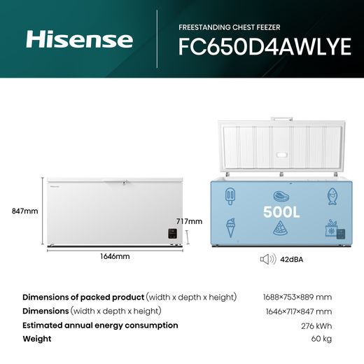 Hisense FC650D4AWLYE Chest Freezer - White
