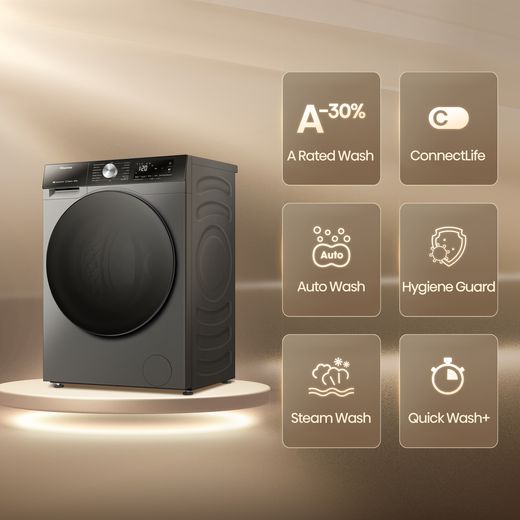Hisense 3S Series WD3S8043BT3 Washer Dryer - Titanium