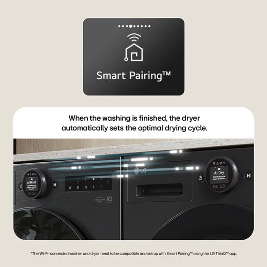 LG VX70 Series AI Dry RHX7009TBB Heat Pump Tumble Dryer - Black