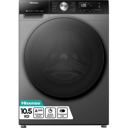 Hisense 3S Series WF3S1043BT3 10.5Kg Washing Machine with 1400 rpm - Titanium
