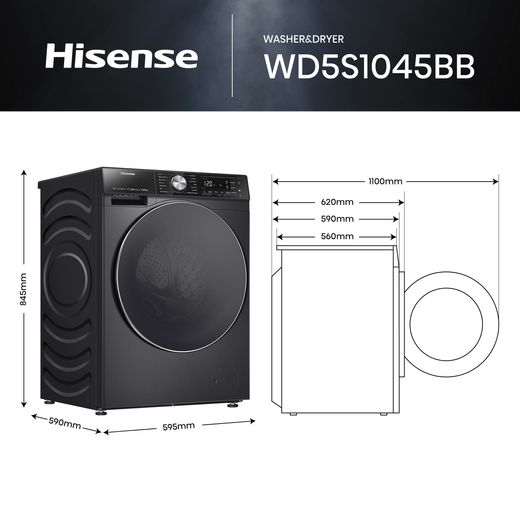 Hisense 5S Series WD5S1045BB Washer Dryer - Black