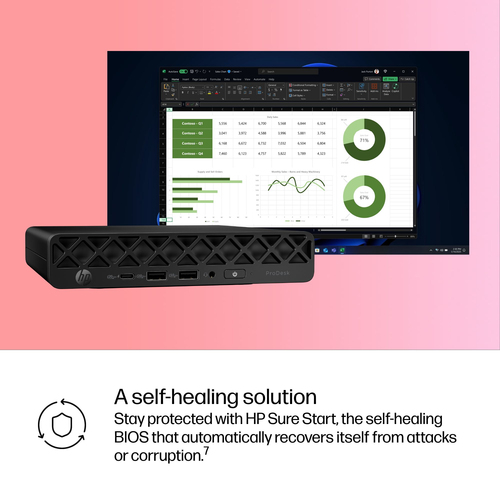 HP ProDesk 4 Mini G1i AI, Intel Core Ultra 7, 265T, 16 GB, DDR5-SDRAM, 512 GB, Windows 11 Pro