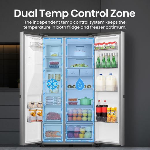 Hisense PureFlat Infinite RS818N4TIC American Fridge Freezer - Stainless Steel