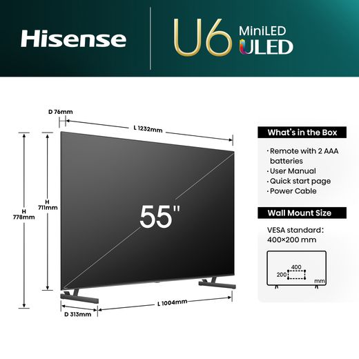 Hisense U6NQTUK 55