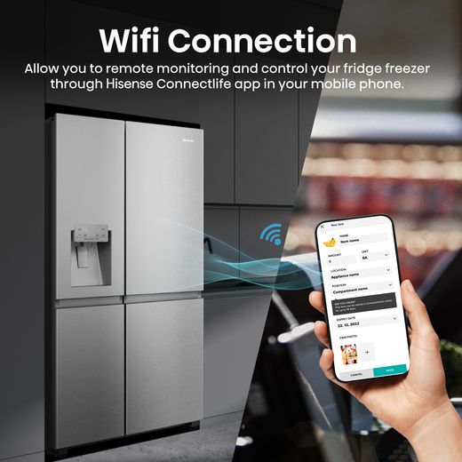Hisense PureFlat Infinite RS818N4TIC American Fridge Freezer - Stainless Steel