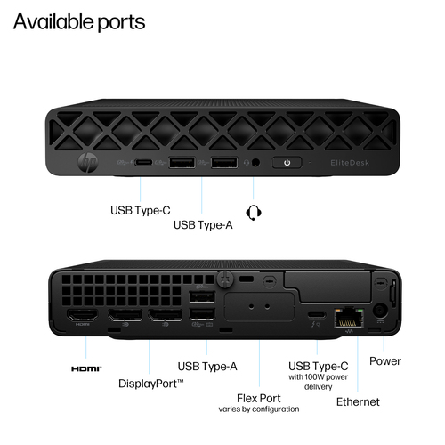 HP EliteDesk 8 Mini G1i AI, Intel Core Ultra 5, 235T, 16 GB, DDR5-SDRAM, 512 GB, Windows 11 Pro