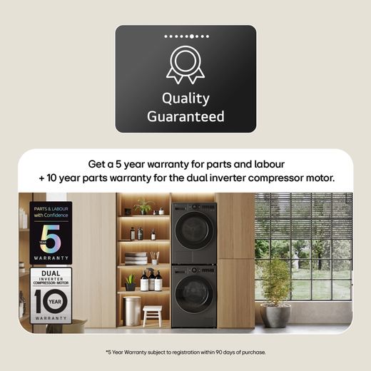 LG VX70 Series AI Dry RHX7009TBB Heat Pump Tumble Dryer - Black