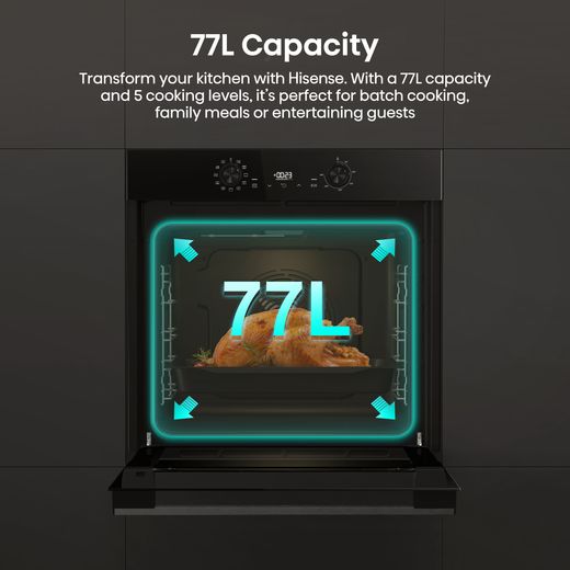 Hisense HIPK2ABP60CE Built In Single Oven & Ceramic Hob Black