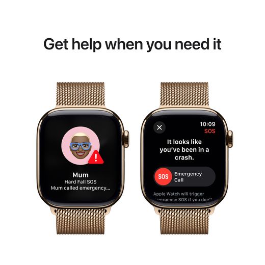 Apple Watch Series 10, 42mm, Gold Titanium Case, GPS + Cellular [2024] - Gold Milanese Loop