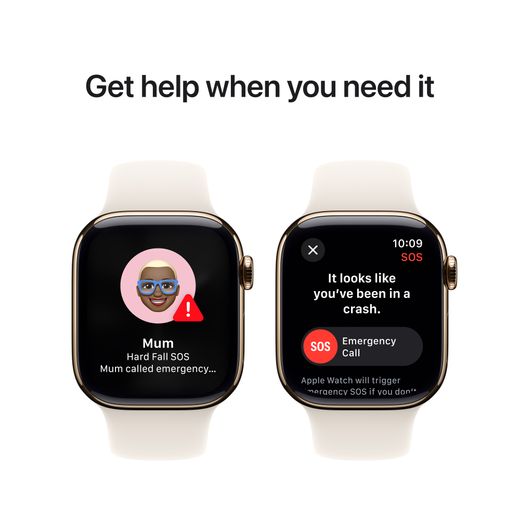 Apple Watch Series 10, 42mm, Gold Titanium Case, GPS + Cellular [2024] - Starlight Sport Band - S/M