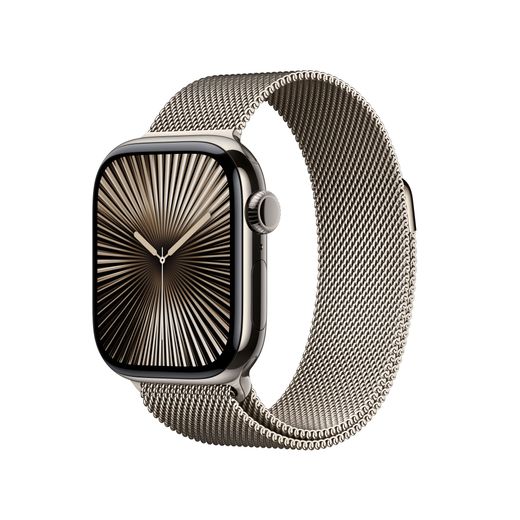 Apple Watch Series 10, 42mm, Natural Titanium Case, GPS + Cellular [2024] - Natural Milanese Loop