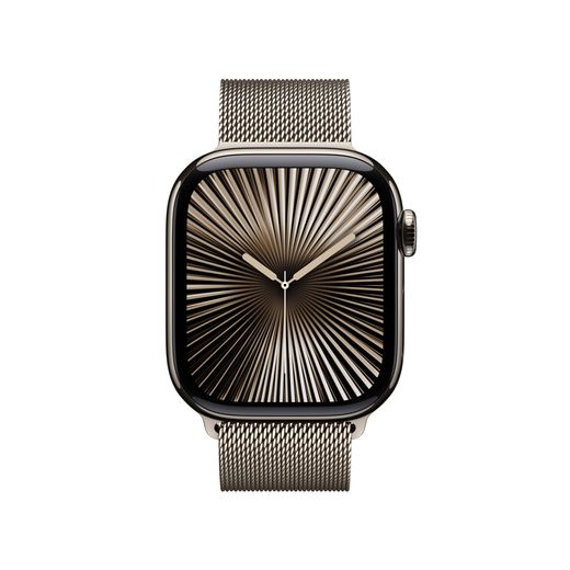 Apple Watch Series 10, 42mm, Natural Titanium Case, GPS + Cellular [2024] - Natural Milanese Loop