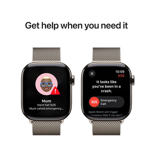 Apple Watch Series 10, 42mm, Natural Titanium Case, GPS + Cellular [2024] - Natural Milanese Loop
