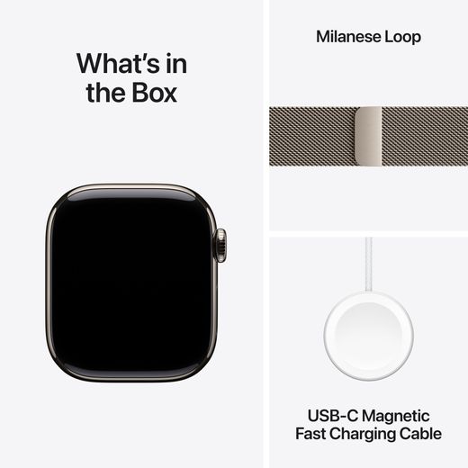 Apple Watch Series 10, 42mm, Natural Titanium Case, GPS + Cellular [2024] - Natural Milanese Loop