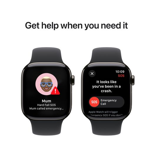 Apple Watch Series 10, 42mm, Slate Titanium Case, GPS + Cellular [2024] - Black Sport Band - S/M