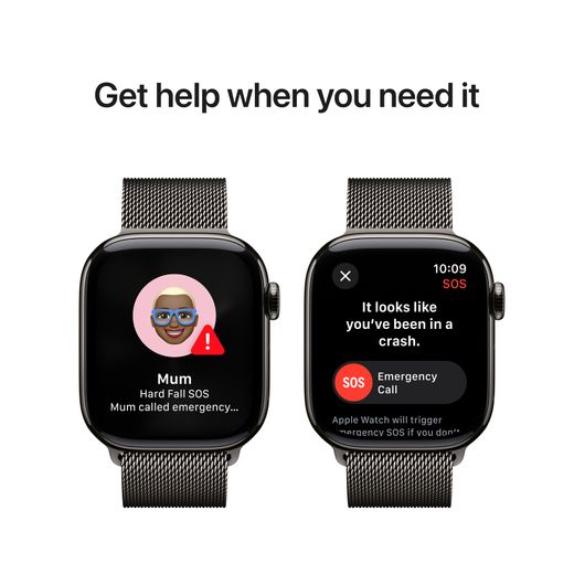 Apple Watch Series 10, 42mm, Slate Titanium Case, GPS + Cellular [2024] - Slate Milanese Loop