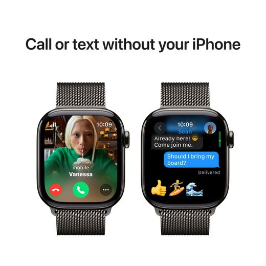 Apple Watch Series 10, 42mm, Slate Titanium Case, GPS + Cellular [2024] - Slate Milanese Loop
