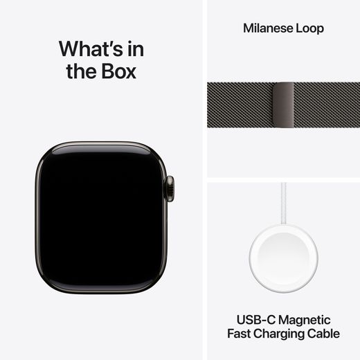 Apple Watch Series 10, 42mm, Slate Titanium Case, GPS + Cellular [2024] - Slate Milanese Loop