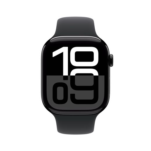 Apple Watch Series 10, 46mm, Jet Black Aluminium Case, GPS + Cellular [2024] - Black Sport Band - S/M