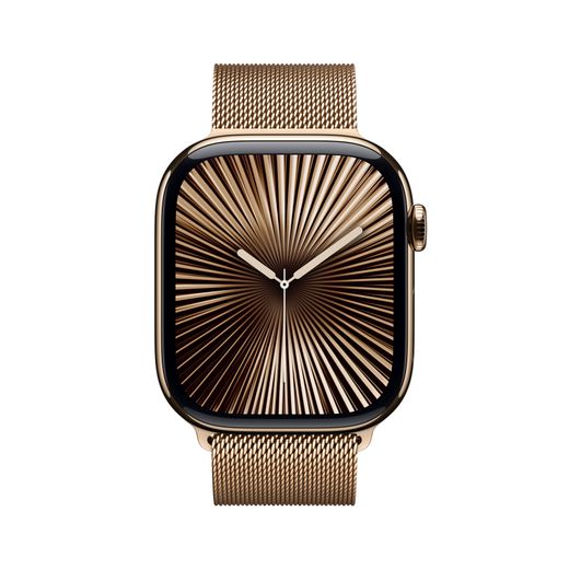 Apple Watch Series 10, 46mm, Gold Titanium Case, GPS + Cellular [2024] - Gold Milanese Loop