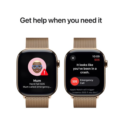 Apple Watch Series 10, 46mm, Gold Titanium Case, GPS + Cellular [2024] - Gold Milanese Loop