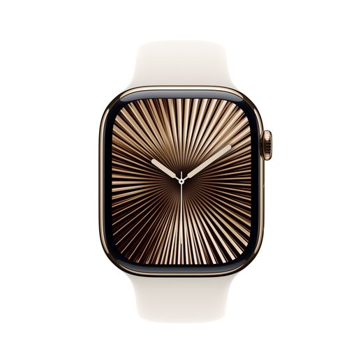 Apple Watch Series 10, 46mm, Gold Titanium Case, GPS + Cellular [2024] - Starlight Sport Band - S/M