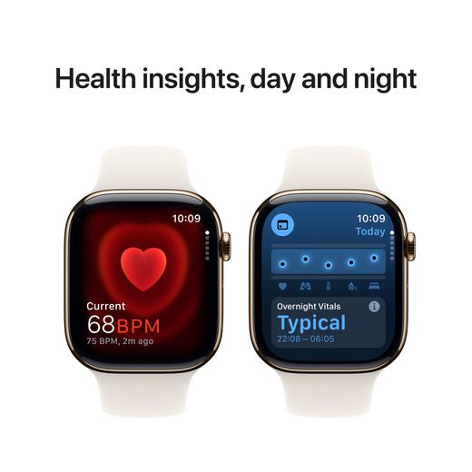 Apple Watch Series 10, 46mm, Gold Titanium Case, GPS + Cellular [2024] - Starlight Sport Band - S/M