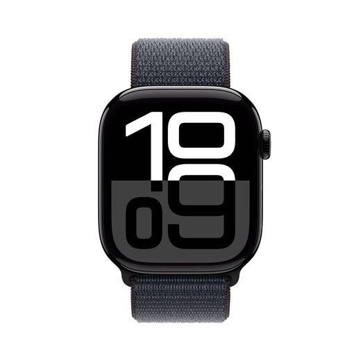 Apple Watch Series 10, 46mm, Jet Black Aluminium Case, GPS + Cellular [2024] - Ink Sport Loop
