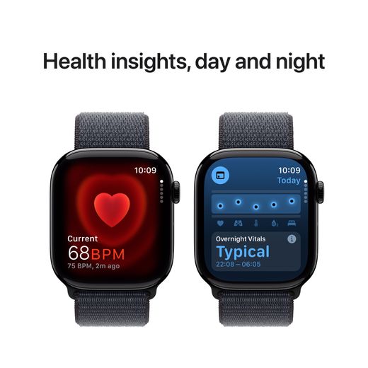 Apple Watch Series 10, 46mm, Jet Black Aluminium Case, GPS + Cellular [2024] - Ink Sport Loop