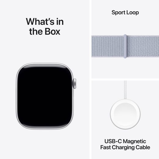 Apple Watch Series 10, 46mm, Silver Aluminium Case, GPS + Cellular [2024] - Blue Cloud Sport Loop