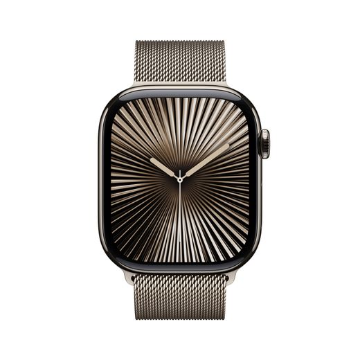 Apple Watch Series 10, 46mm, Natural Titanium Case, GPS + Cellular [2024] - Natural Milanese Loop - M/L