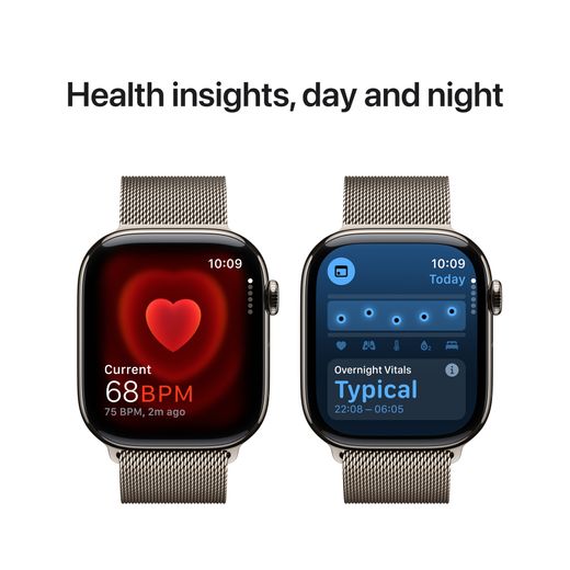 Apple Watch Series 10, 46mm, Natural Titanium Case, GPS + Cellular [2024] - Natural Milanese Loop - M/L