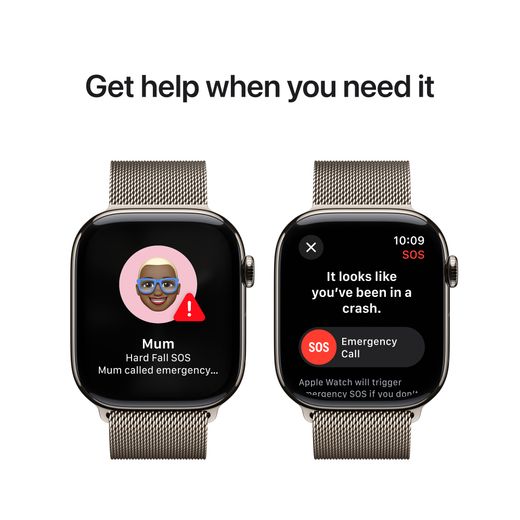 Apple Watch Series 10, 46mm, Natural Titanium Case, GPS + Cellular [2024] - Natural Milanese Loop - M/L