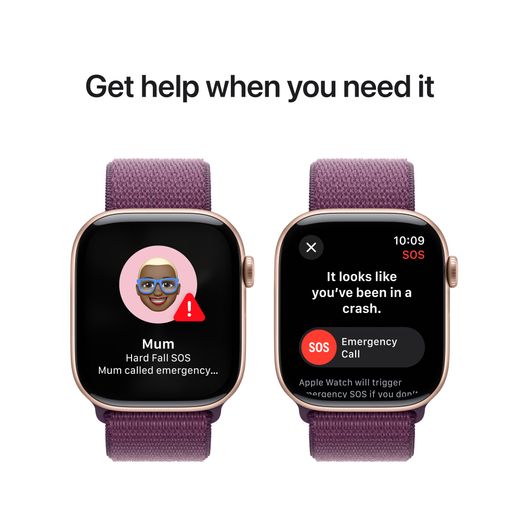 Apple Watch Series 10, 46mm, Rose Gold Titanium Case, GPS + Cellular [2024] - Plum Sport Loop