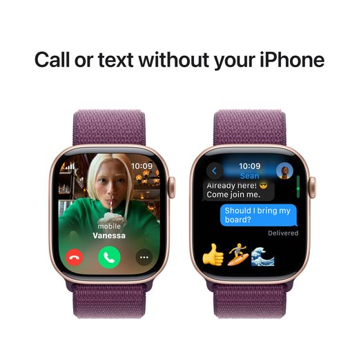 Apple Watch Series 10, 46mm, Rose Gold Titanium Case, GPS + Cellular [2024] - Plum Sport Loop
