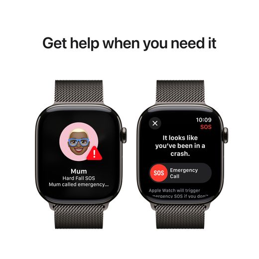 Apple Watch Series 10, 46mm, Slate Titanium Case, GPS + Cellular [2024] - Slate Milanese Loop - M/L
