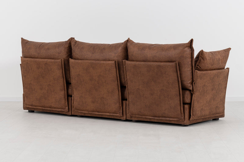 Model 06 3 Seater Sofa Faux Leather Chestnut